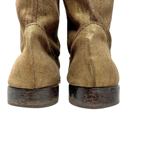 CYNTHIA VINCENT‎ Shimmery Brass Toned Leather Western Styled Mid-Calf Boot - Picture 8 of 13